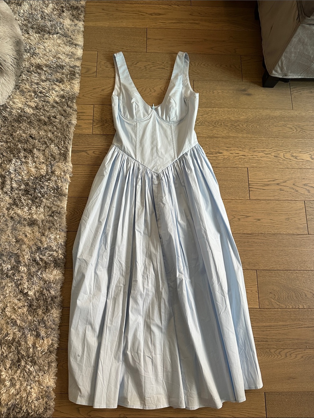 Showpo Light Blue Maxi Dress with Fitted Bodice